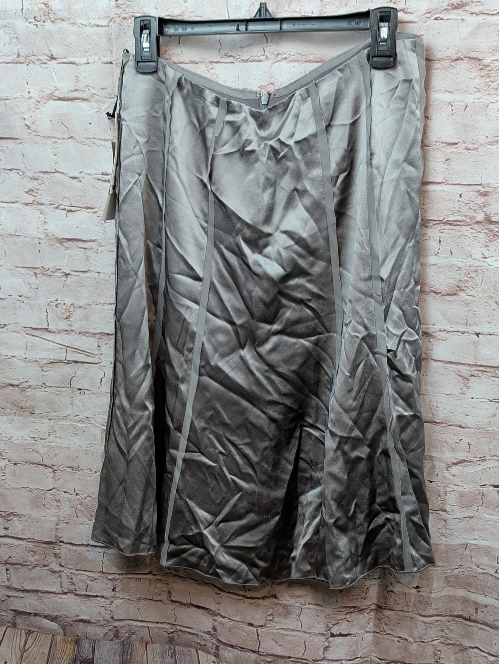 Worth Silver Satin A-Line Skirt Size 6 New Nwt